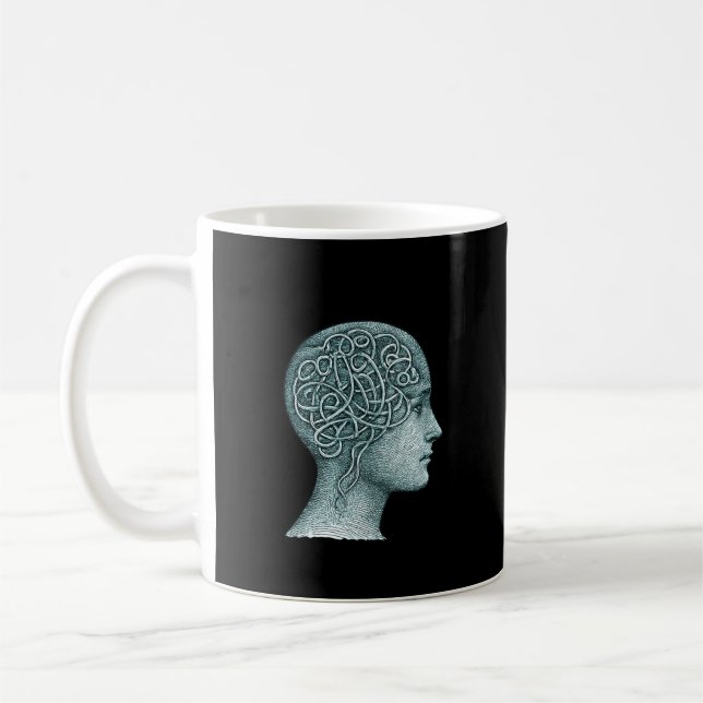 Overthinking Mind Mug • Modern Mental Noise Symbol Kaffeetasse (Links)