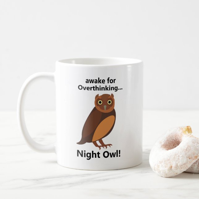 Overthinking Night Owl Funny Kaffeetasse (Mit Donut)