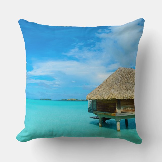 Overwater Bungalow auf Bora Bora Kissen (Vorderseite)