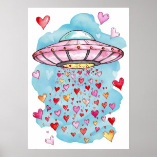 OVNI d'amour - Poster de douche de coeur