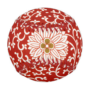 Owen Jones Chinesisches Ornament Rot Weiß Blumig Baseball