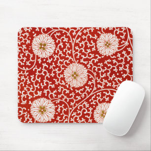 Owen Jones Chinesisches Ornament Rot Weiß Blumig Mousepad