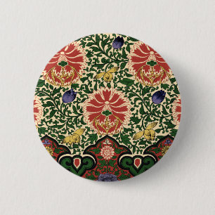 Owen Jones Chinoiserie Roter Lotus Blumendesign Button