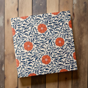 Owen Jones Red Orange Black Floral Pattern Vintag Fliese