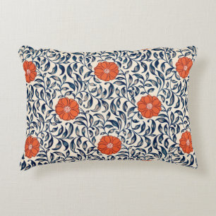 Owen Jones Rot Orange Schwarzes Blumenmuster Vinta Dekokissen