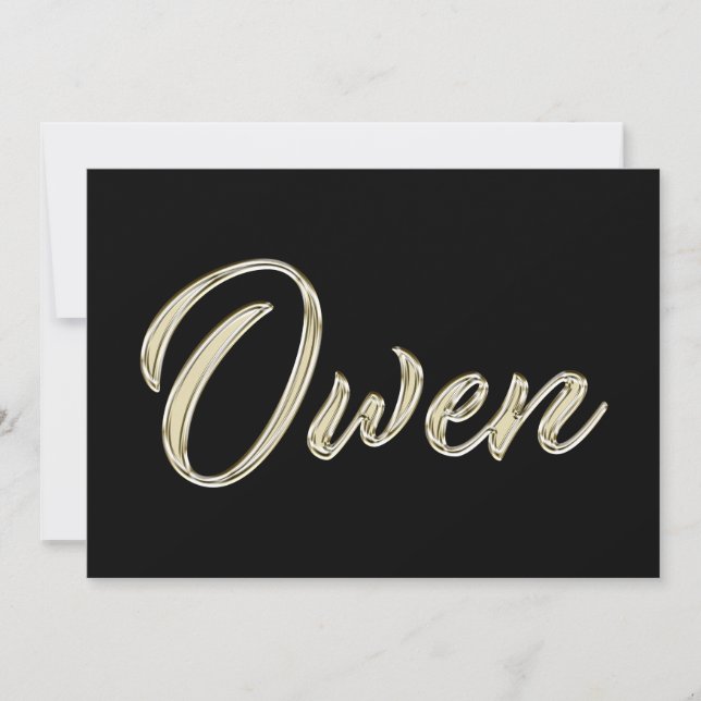 Owen Name white gold Handwriting Karte (Vorderseite)