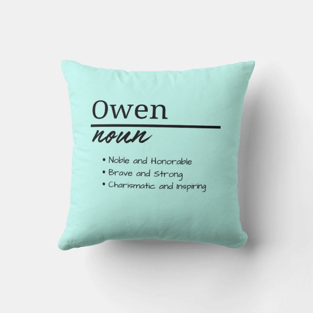Owen, Personalisierte Bezeichnung für Junge Kissen (Rückseite)