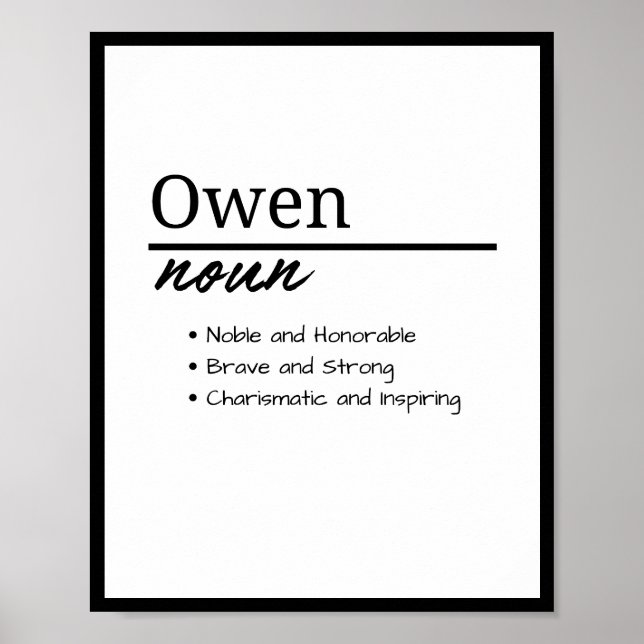 Owen, Personalisierte Bezeichnung für Junge Poster (Vorne)