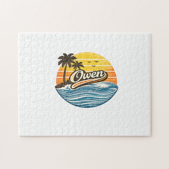 Owen Retro Sunset Name Design (Horizontal)