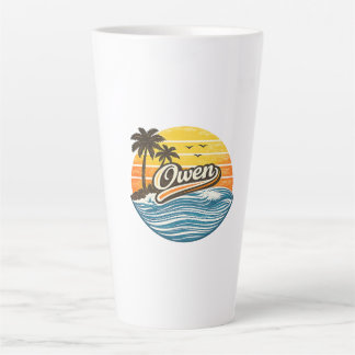 Owen Retro Sunset Name Design Milchtasse