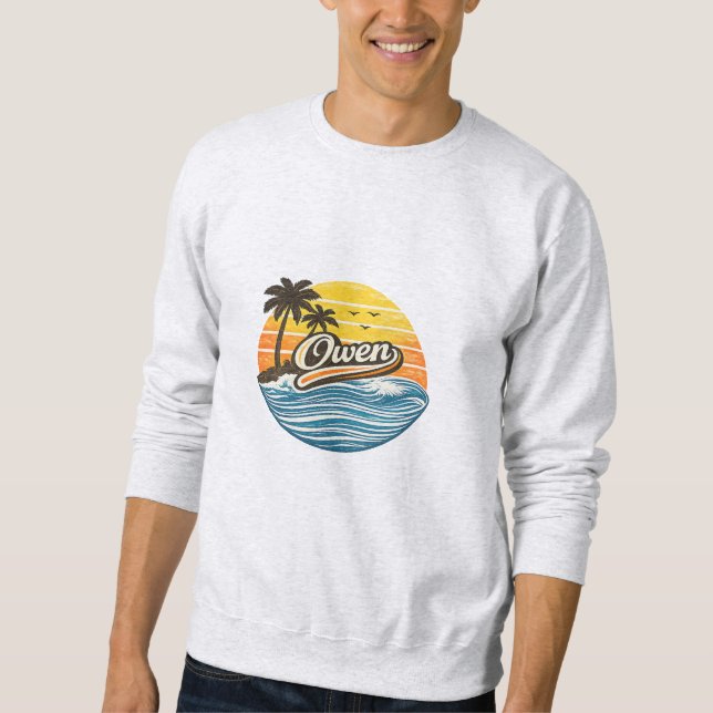 Owen Retro Sunset Name Design Sweatshirt (Vorderseite)