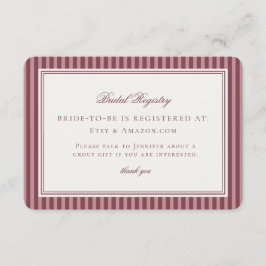 OWine Vineyard Club Old Money Bridal Registry Begleitkarte