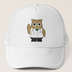 Owl als Doktor mit Stetoscope Truckerkappe