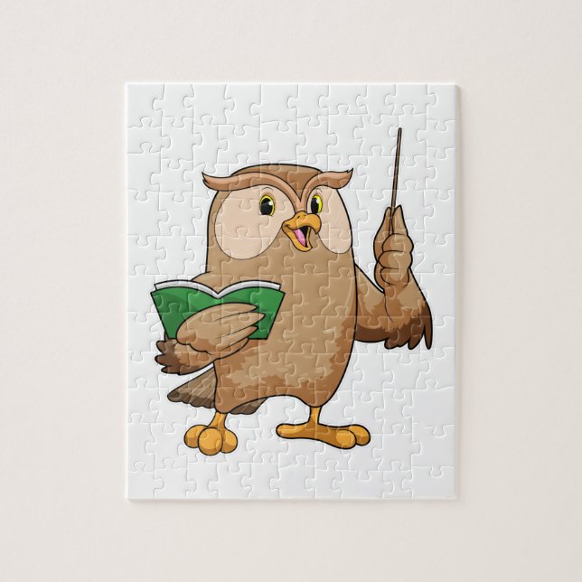 Owl als Lehrer mit Buch & Pointer (Vertikal)