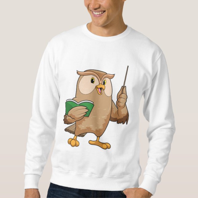 Owl als Lehrer mit Buch & Pointer Sweatshirt (Vorderseite)