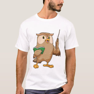 Owl als Lehrer mit Buch & Pointer T-Shirt