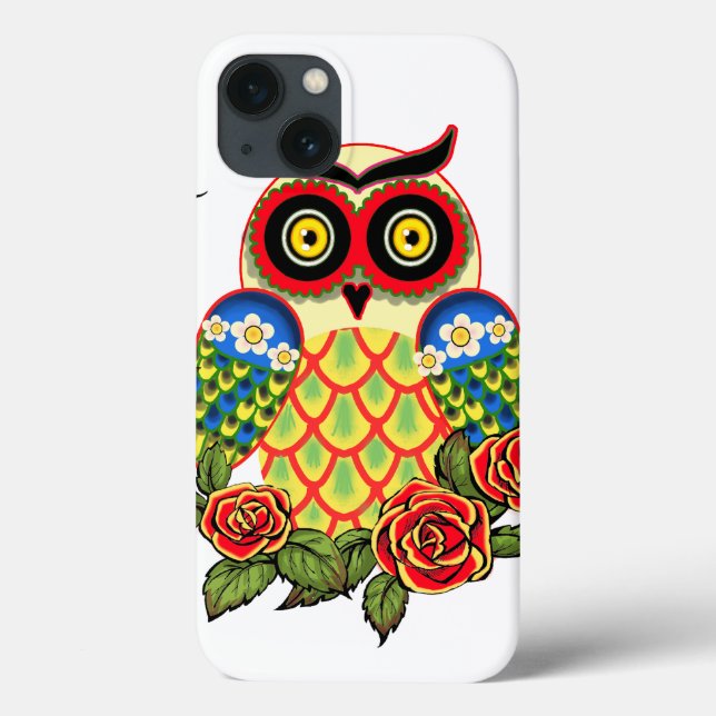 Owl and Roses Mexican style Case-Mate iPhone Hülle (Rückseite)