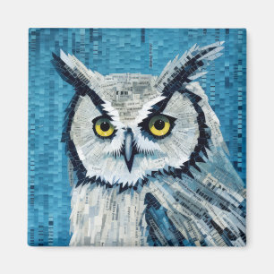 Owl Animal Bird Art Deco Paint Mosaic Magnet