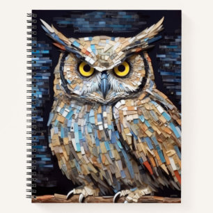 Owl Animal Bird Art Deco Paint Mosaic Notizbuch