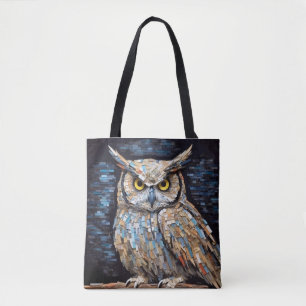 Owl Animal Bird Art Deco Paint Mosaic Tasche