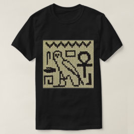 Owl Ankh Hieroglyphs Natural Artisan Crochet Print T-Shirt
