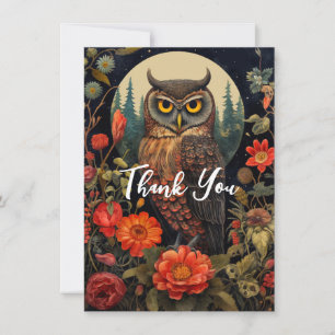 Owl at Night mit Vollmond Danke