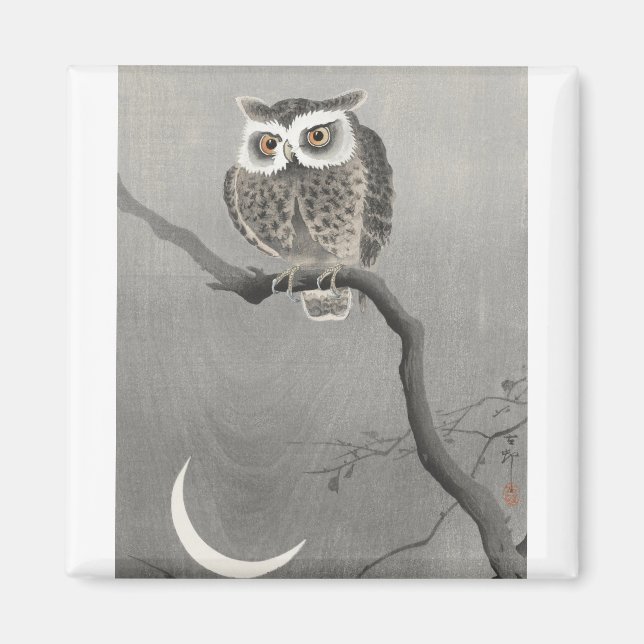 Owl auf Baumzweig von Ohara Koson Magnet (Vorne)