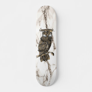 Owl auf braunem Marmor Skateboard