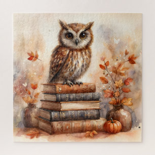 Owl auf Büchern Herbstfarbe