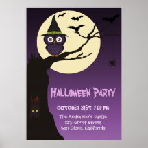 Owl auf dem Baumzweig Halloween Party Poster