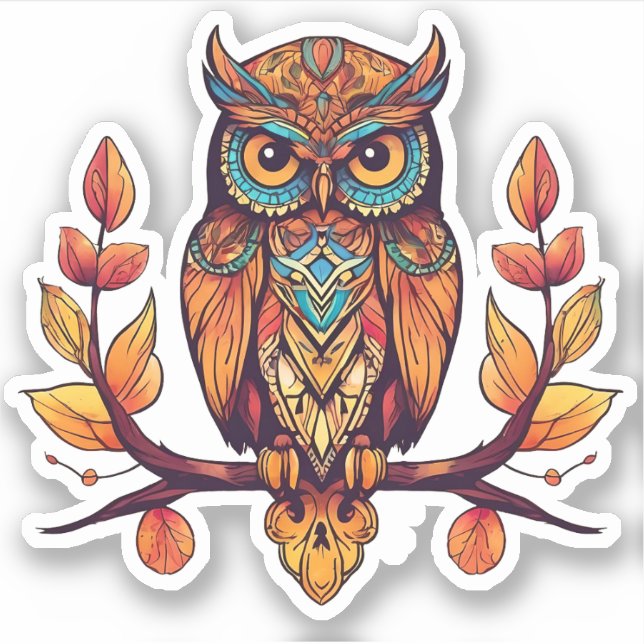 Owl auf einer Verzweigung Aufkleber (Vorderseite)
