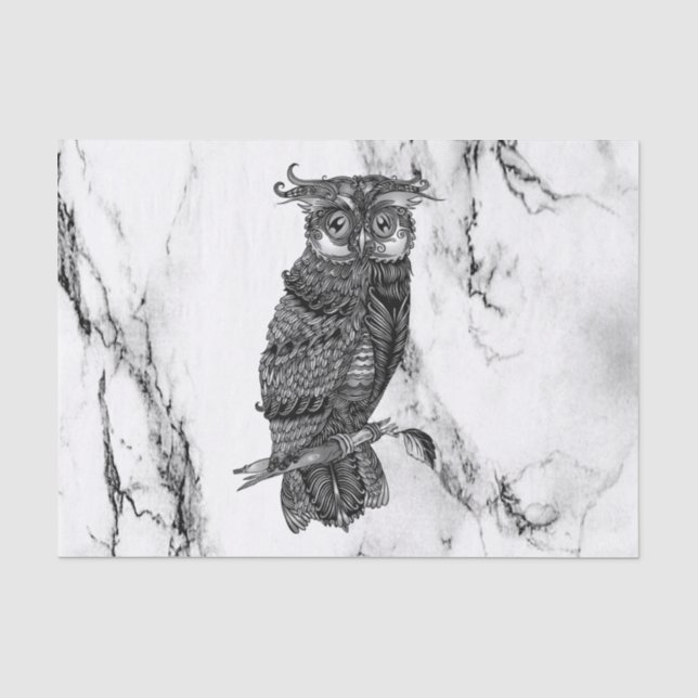 Owl auf Marmor Seidenpapier (Vorderseite)