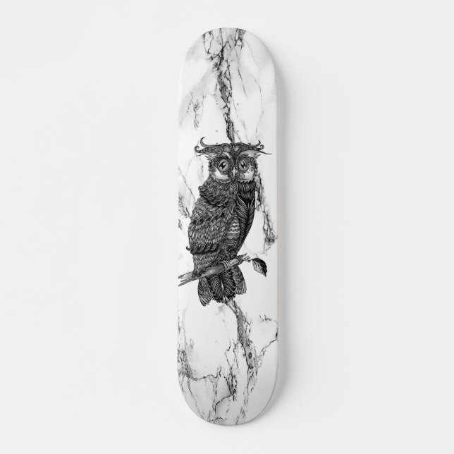 Owl auf Marmor Skateboard (Vorne)