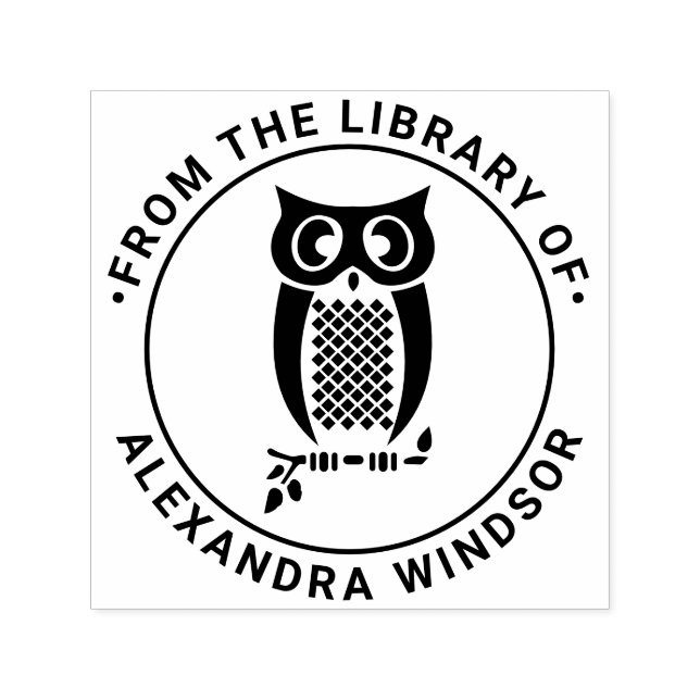 Owl auf Zweigbibliothek Buchname Permastempel (Design)