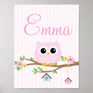 Owl Baby Girl personalisiertes Poster