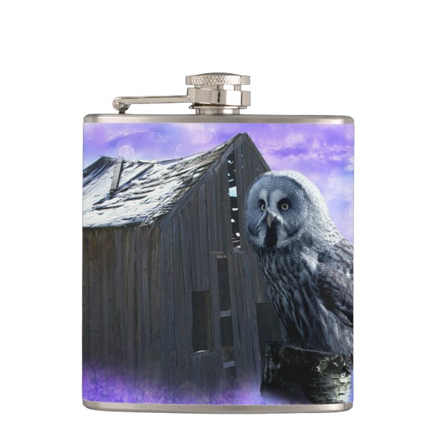 Owl Barn Shed Flachmann (Vorderseite)