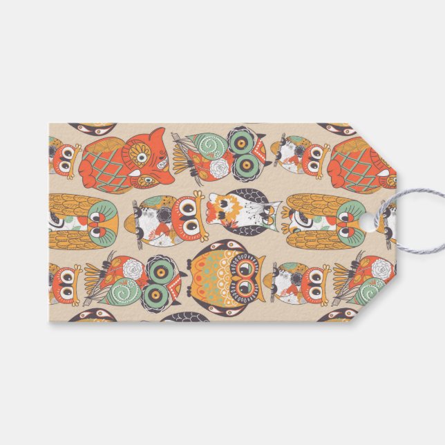 Owl be Collection Moderne Künstlerische Owl Illust Geschenkanhänger (Vorderseite (Horizontal))