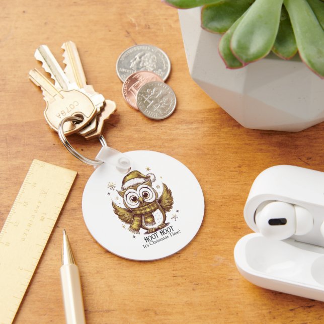 Owl Be Zuhause zu Weihnachten Schlüsselanhänger (Schreibtisch)