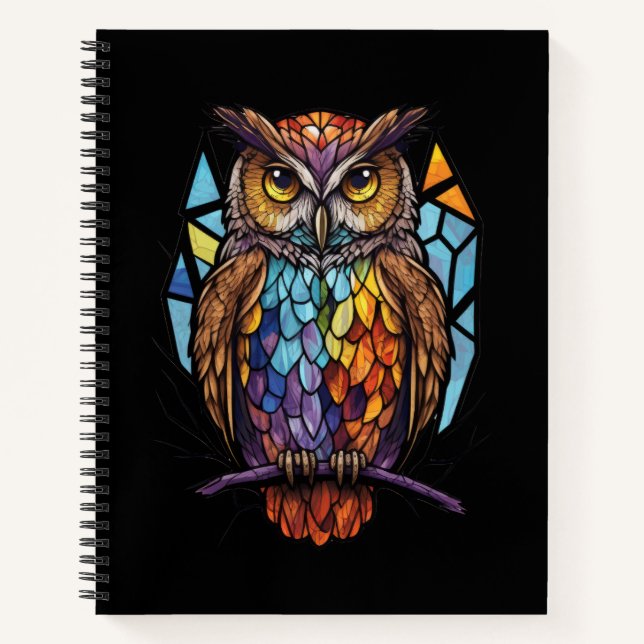 Owl Bird Animal Portrait Gestaltetes Glas Wildlife Notizbuch (Vorderseite)