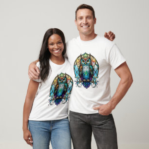Owl Bird Animal Portrait Gestaltetes Glas Wildlife T-Shirt