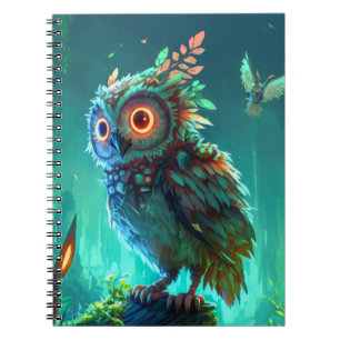 Owl Bird Animal Portrait Painting Wildlife Außenbe Notizblock