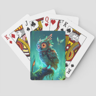 Owl Bird Animal Portrait Painting Wildlife Außenbe Spielkarten