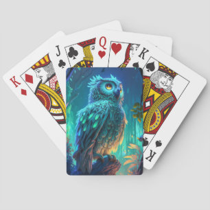 Owl Bird Animal Portrait Painting Wildlife Außenbe Spielkarten