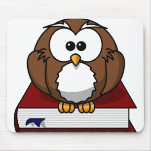 Owl Bird Book Wise Nature Character Wild Wisdom Mousepad