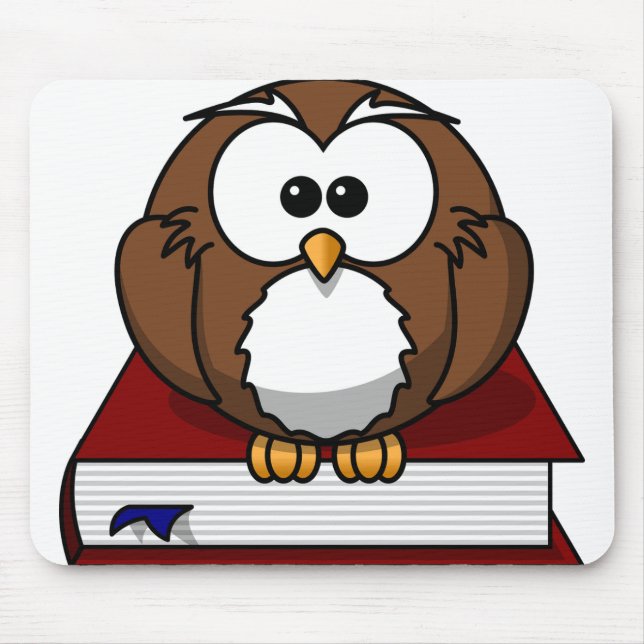 Owl Bird Book Wise Nature Character Wild Wisdom Mousepad (Vorne)