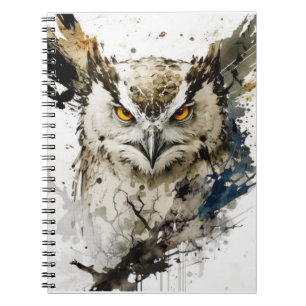 Owl Bird Portrait Animal Painting Wildlife Forest Notizblock
