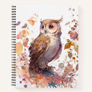 Owl Bird Portrait Animal Painting Wildlife Forest Notizbuch