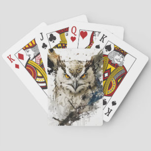 Owl Bird Portrait Animal Painting Wildlife Forest Spielkarten
