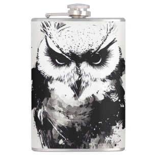 Owl Bird Wild Nature Free Spirit Pinselstrich Flachmann