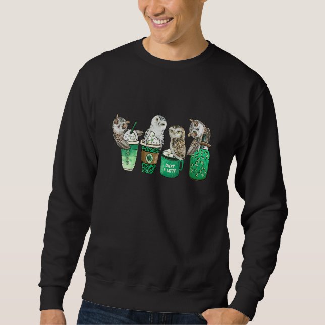 Owl Birds Shamrock lucky charm irish St Patricks D Sweatshirt (Vorderseite)
